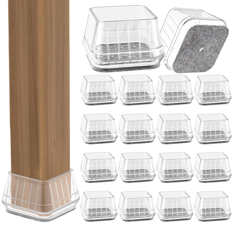 Violibar 24PCS Square Chair Leg Floor Protectors for Hardwood Floors, Thicken Rubber Chair Leg Cap Covers, Non Slip Furniture Leg Pads to Protect Wood Tile Floors from Scratches and Reduce Noise - Image 1